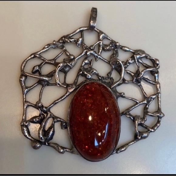Modernest Baltic Amber Sterling Silver Pendant - Picture 8 of 8
